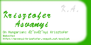 krisztofer asvanyi business card